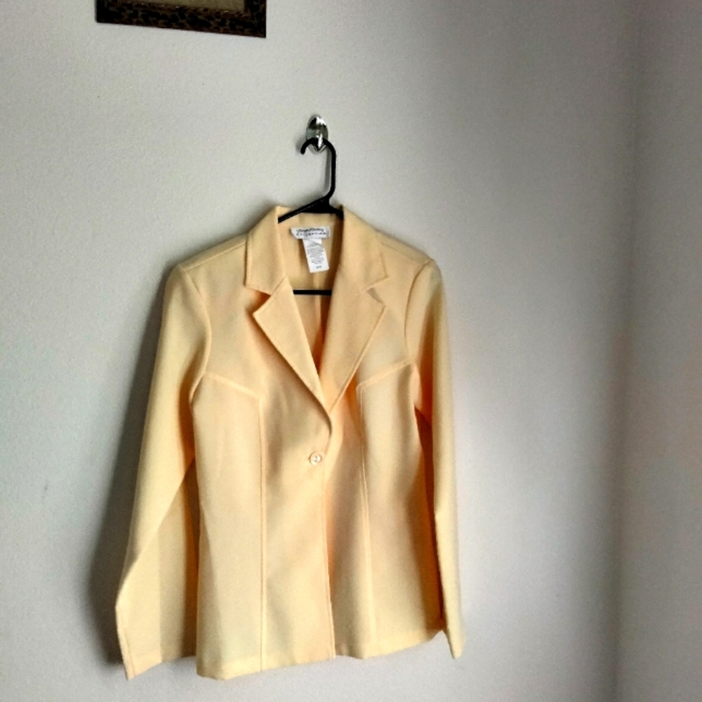 2 Pc Giorgio Fiorliri Collection Dress Suit Women 9/10 Yellow Elegant Career